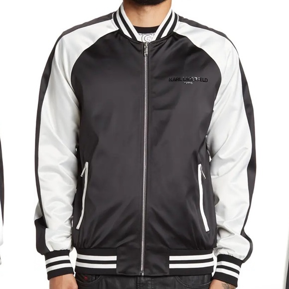 Karl Lagerfeld Paris Color Block Bomber Jacket NWT